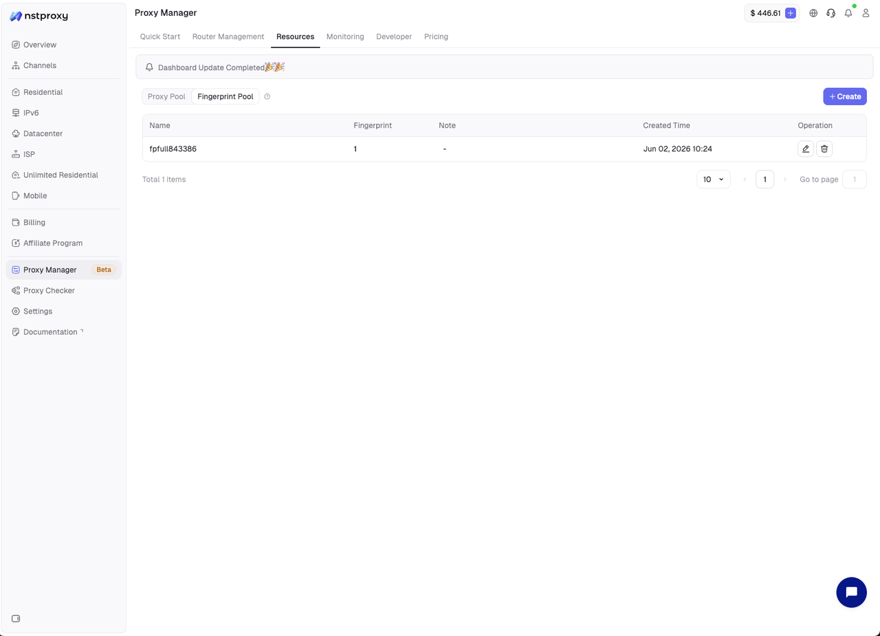 Resources - Fingerprint Pool